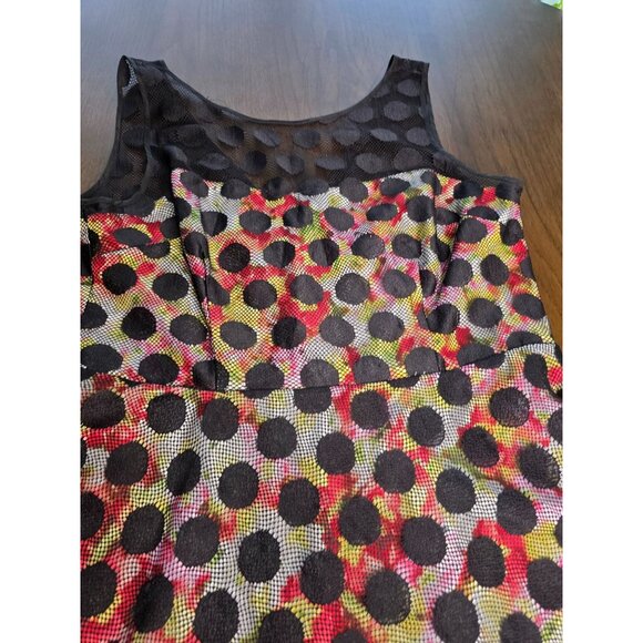 Betsey Johnson Polka Dot Illusion Skater Dress Floral - Picture 14 of 16